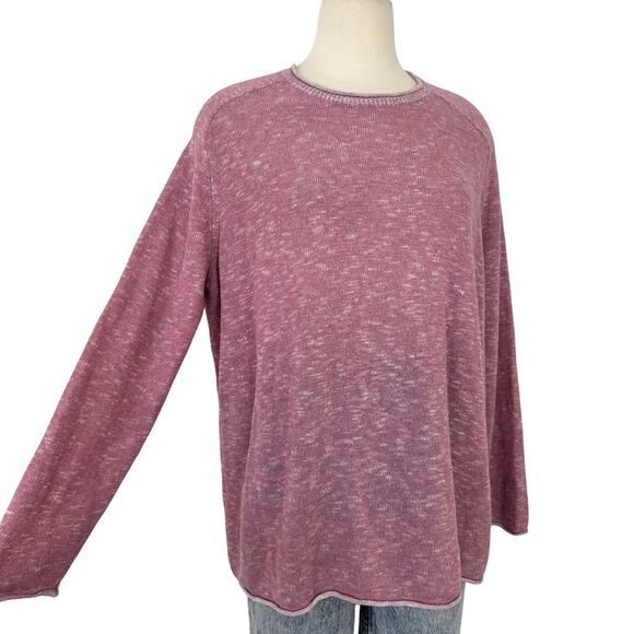 Eileen Fisher Organic Linen Cotton Crew-Neck Long Sleeve Sweater Pullover M - Picture 1 of 9